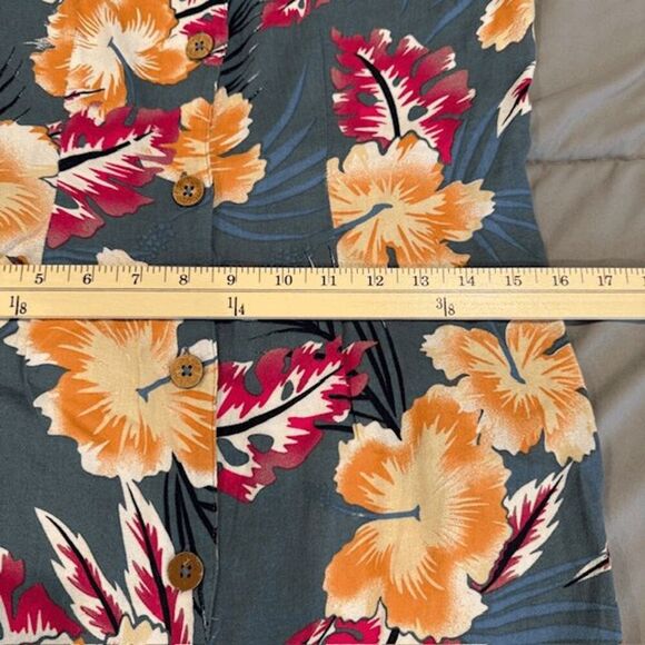 ROXY Sweet About Me Tropical Print Blue Sundress Button Front Size Medium - Picture 11 of 13